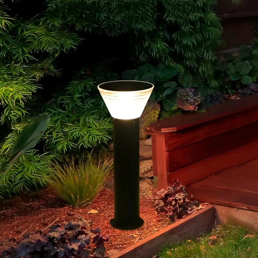 Paletto solare da giardino moderno a LED con diffusore con cappello conico