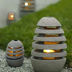 Lampada da esterno a LED con effetto sasso a forma di vaso per giardino