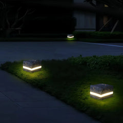 Lampada da giardino a forma di sasso a LED dal design minimal cubico con luce decorativa