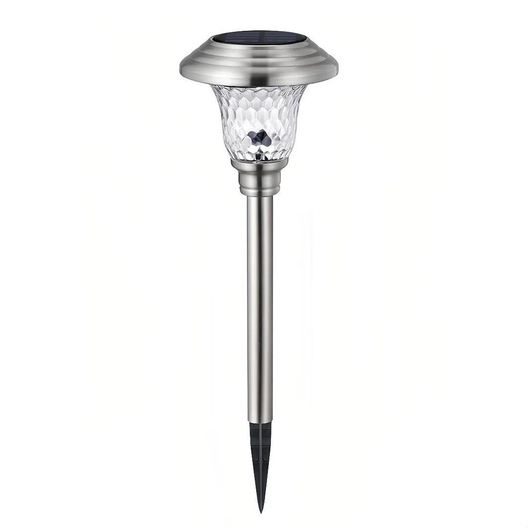 Lampioncino solare LED da giardino con vetro decorativo effetto giochi di luce e picchetto