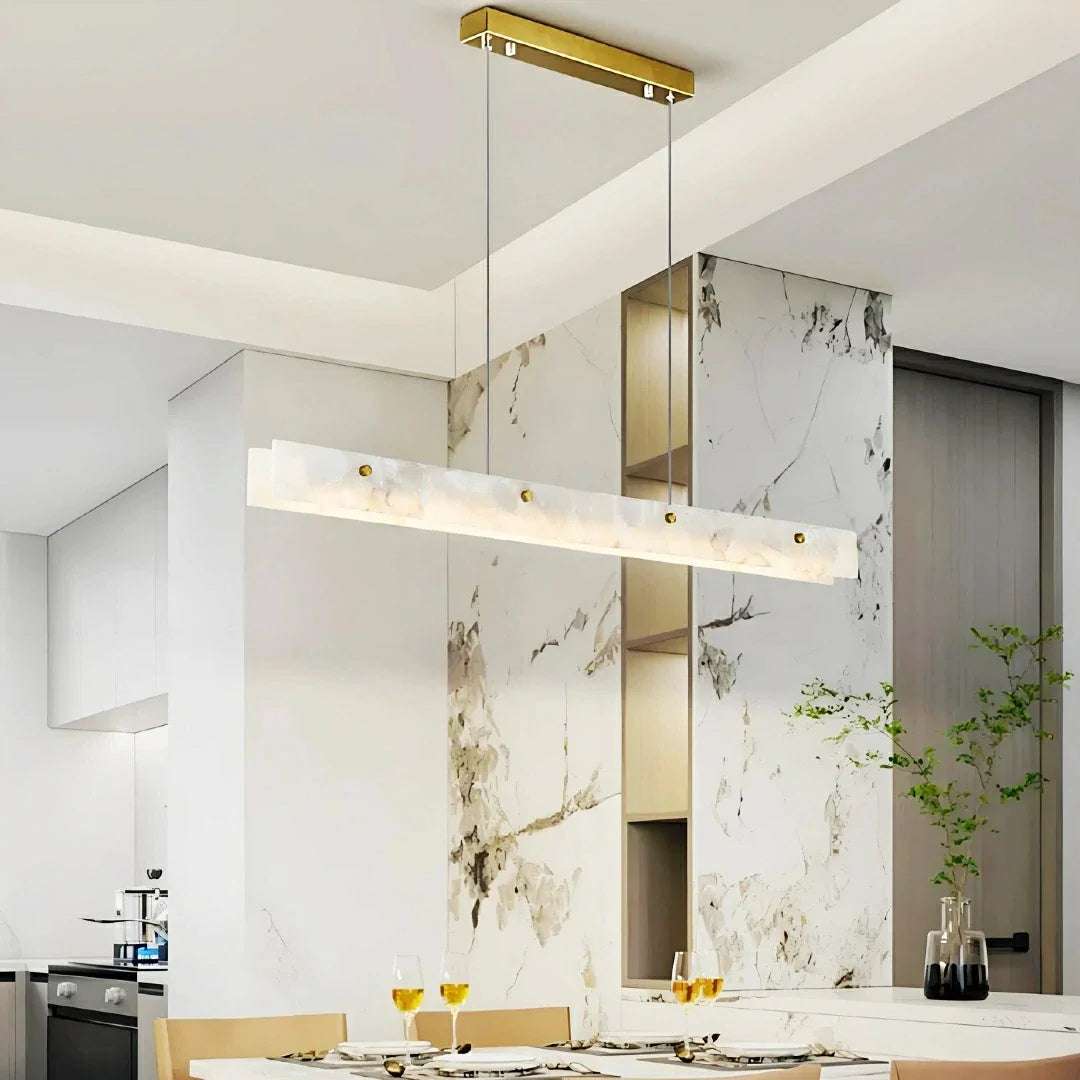 Lampadario in marmo lineare moderno LED dimmerabile per sala da pranzo