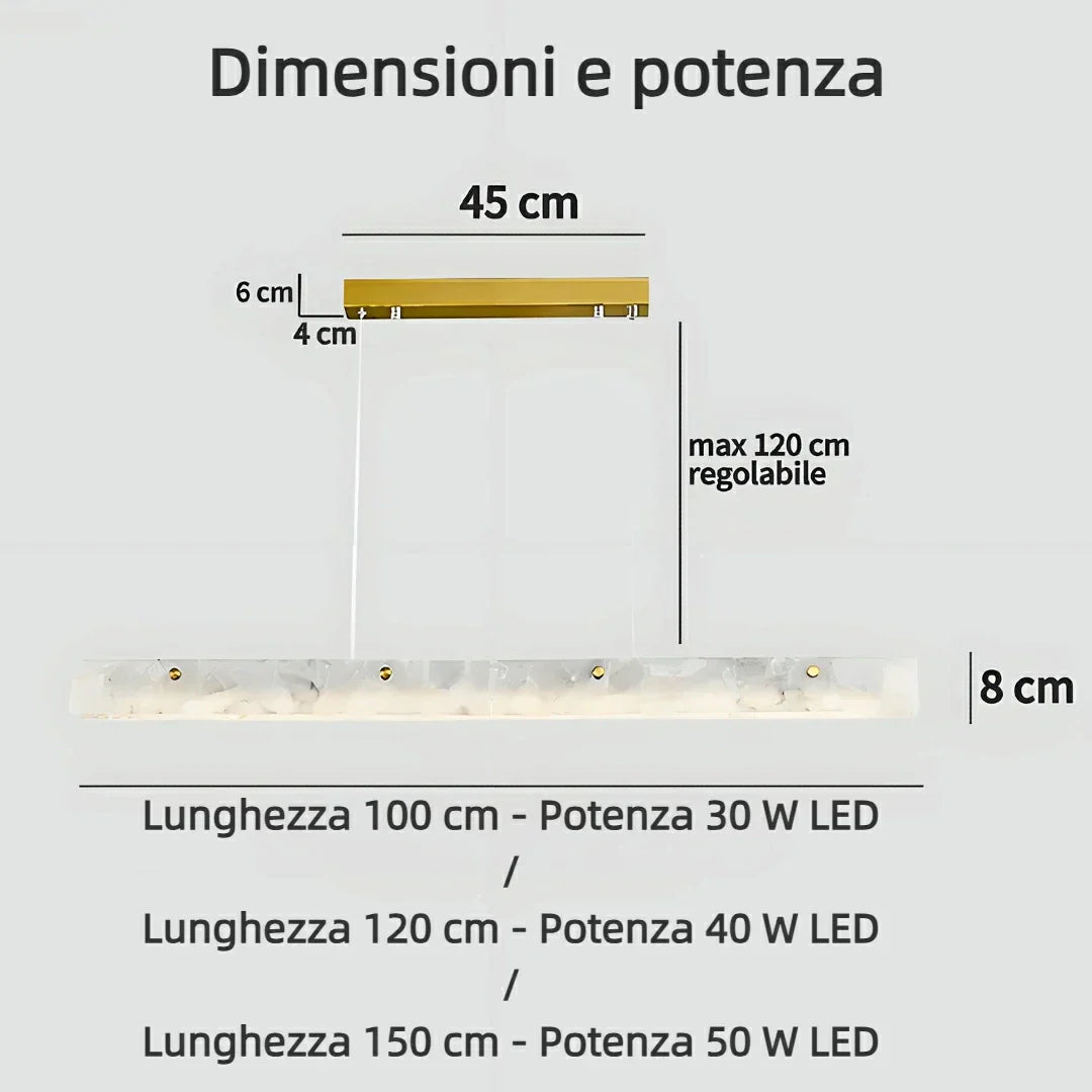 Lampadario in marmo lineare moderno LED dimmerabile per sala da pranzo