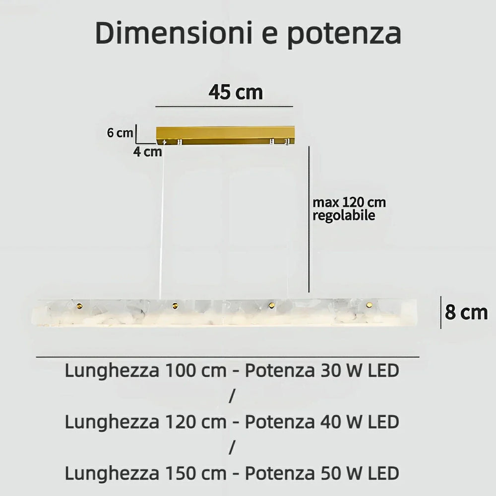 Lampadario in marmo lineare moderno LED dimmerabile per sala da pranzo
