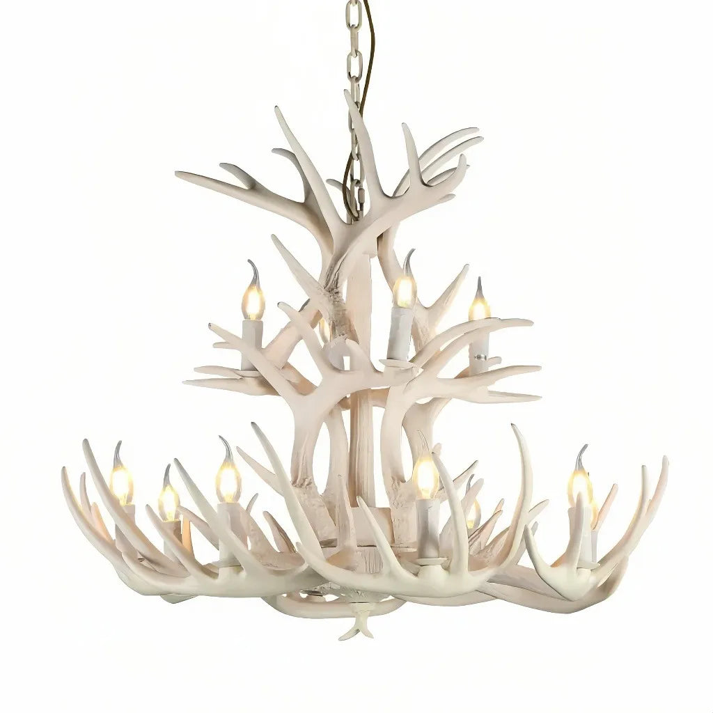 Lampadario con corna di cervo effetto naturale stile chalet per soggiorno