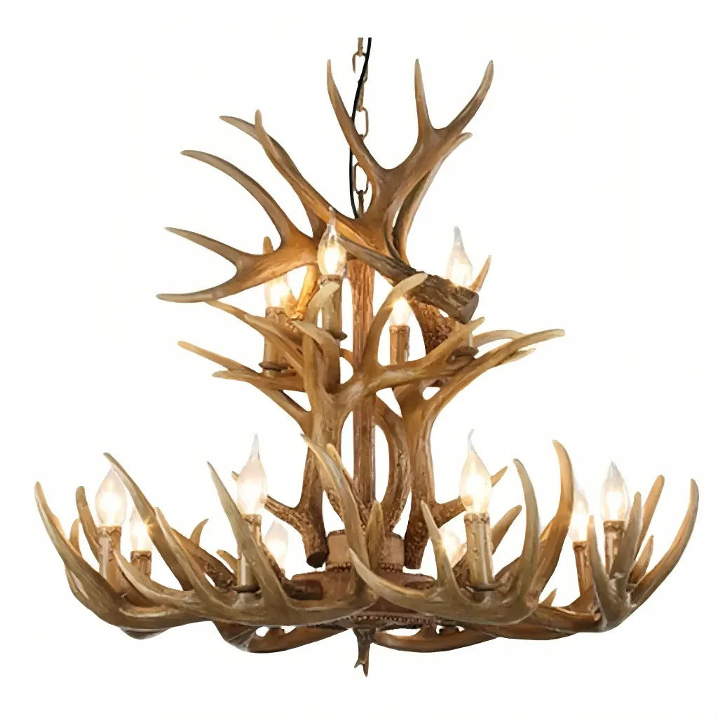 Lampadario con corna di cervo effetto naturale stile chalet per soggiorno