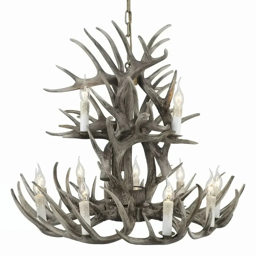 Lampadario con corna di cervo effetto naturale stile chalet per soggiorno