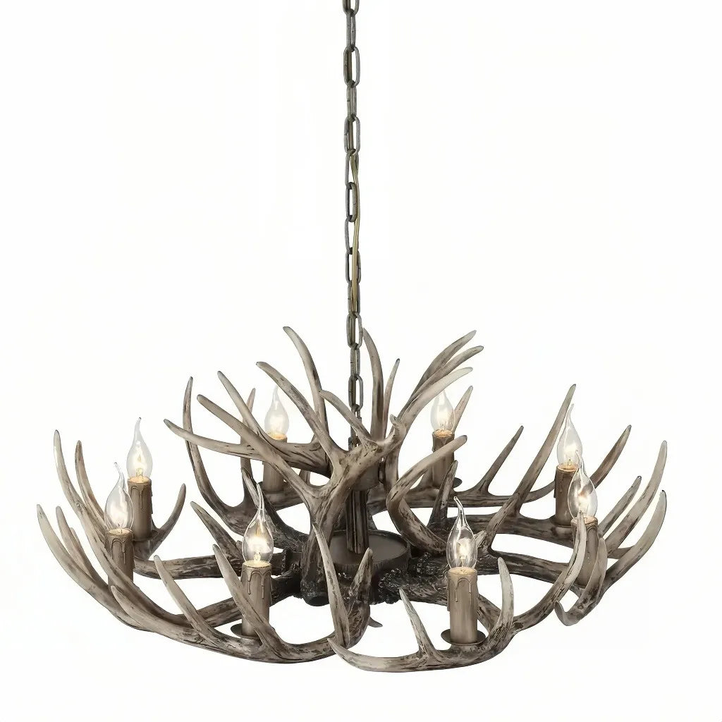 Lampadario con corna di cervo effetto naturale stile chalet per soggiorno
