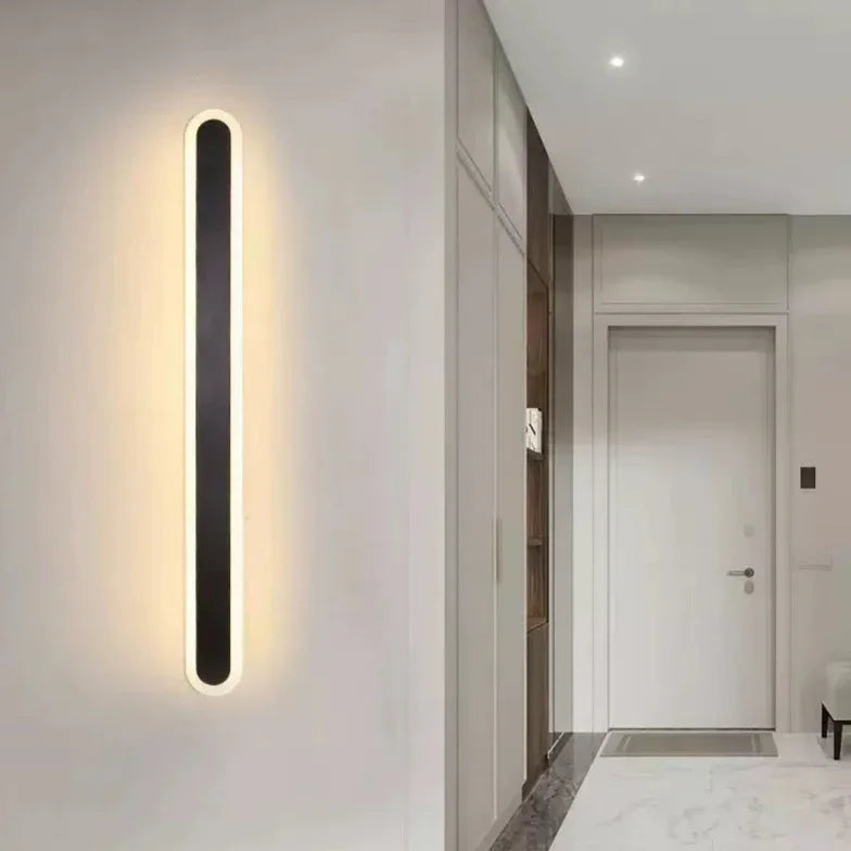Applique lineare LED dimmerabile dal design moderno in metallo nero