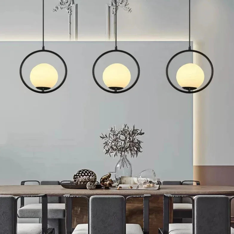 Lampadario con sfere in vetro LED design moderno altezza regolabile per sala pranzo
