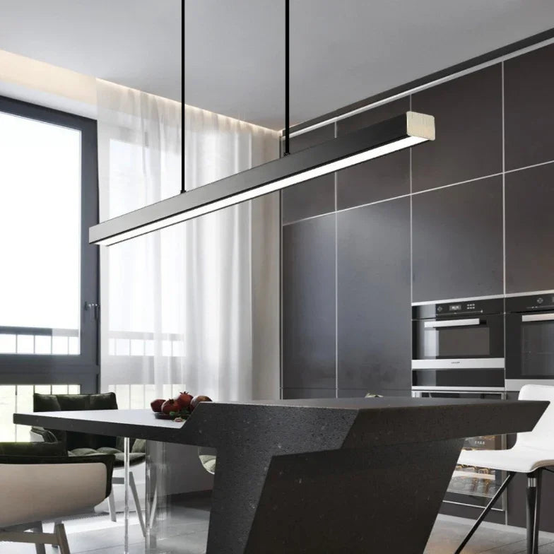 Lampadario a sospensione lineare con LED dimmerabile dal design moderno per sala pranzo