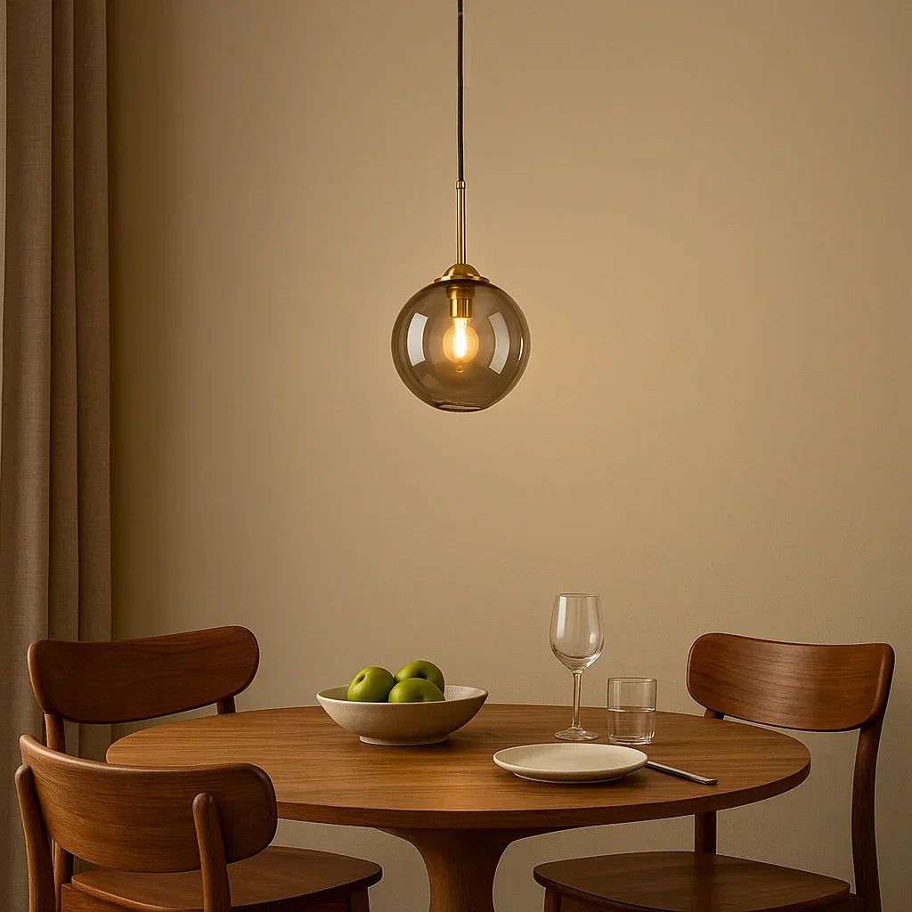 Lampadario con sfera di vetro LED design moderno a sospensione