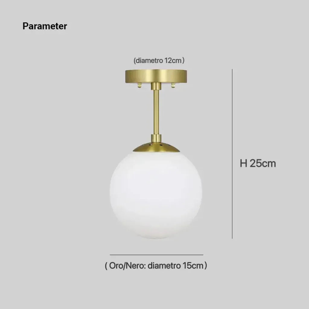 Plafoniera a sfera in vetro con LED per corridoio e design moderno