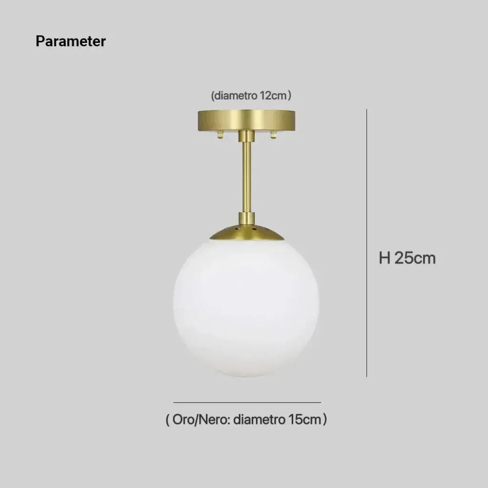 Plafoniera a sfera in vetro con LED per corridoio e design moderno