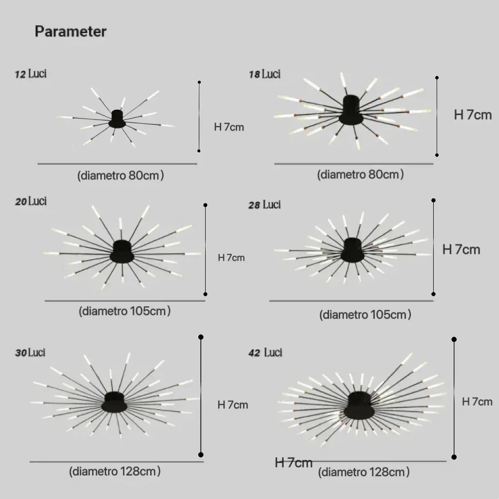 Plafoniera LED moderna in stile sputnik dimmerabile per soggiorno