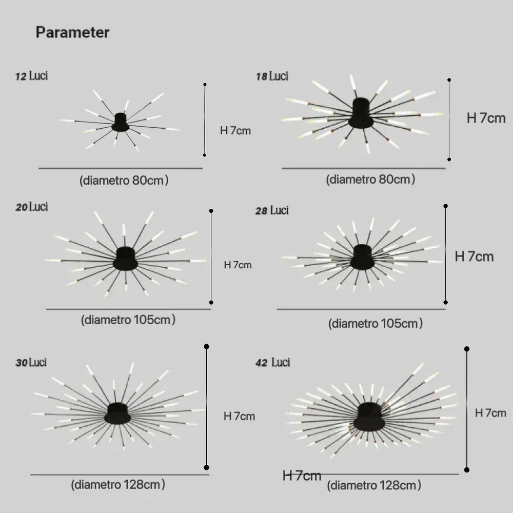 Plafoniera LED moderna in stile sputnik dimmerabile per soggiorno