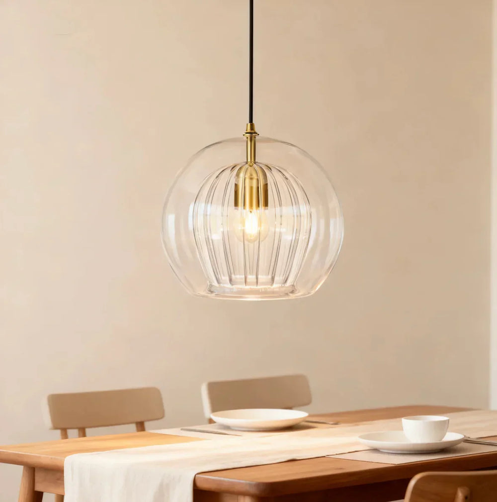 Lampadario a sospensione in vetro a sfera dal design moderno con LED per sala pranzo