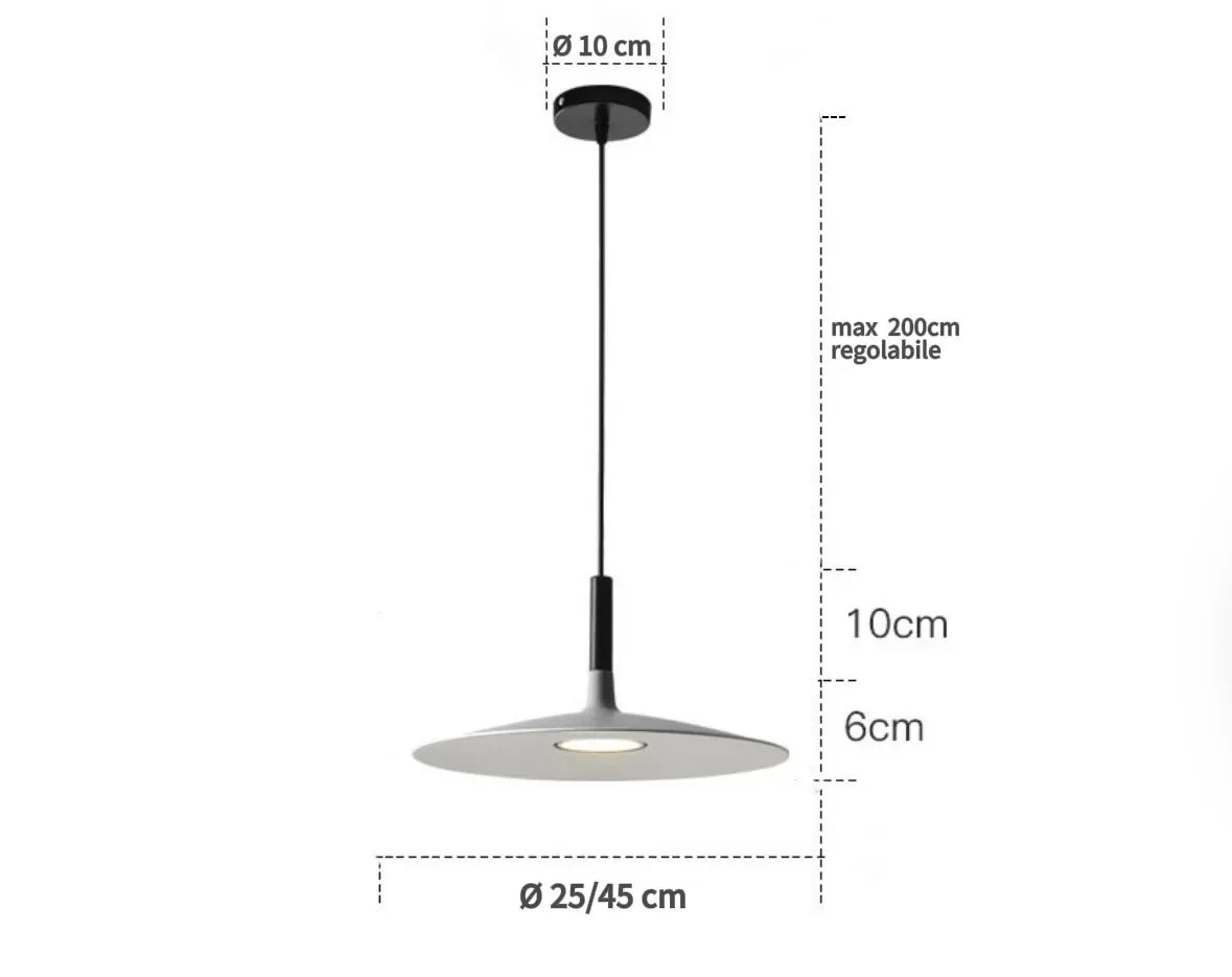 Lampadario a disco nordico in metallo per sala da pranzo