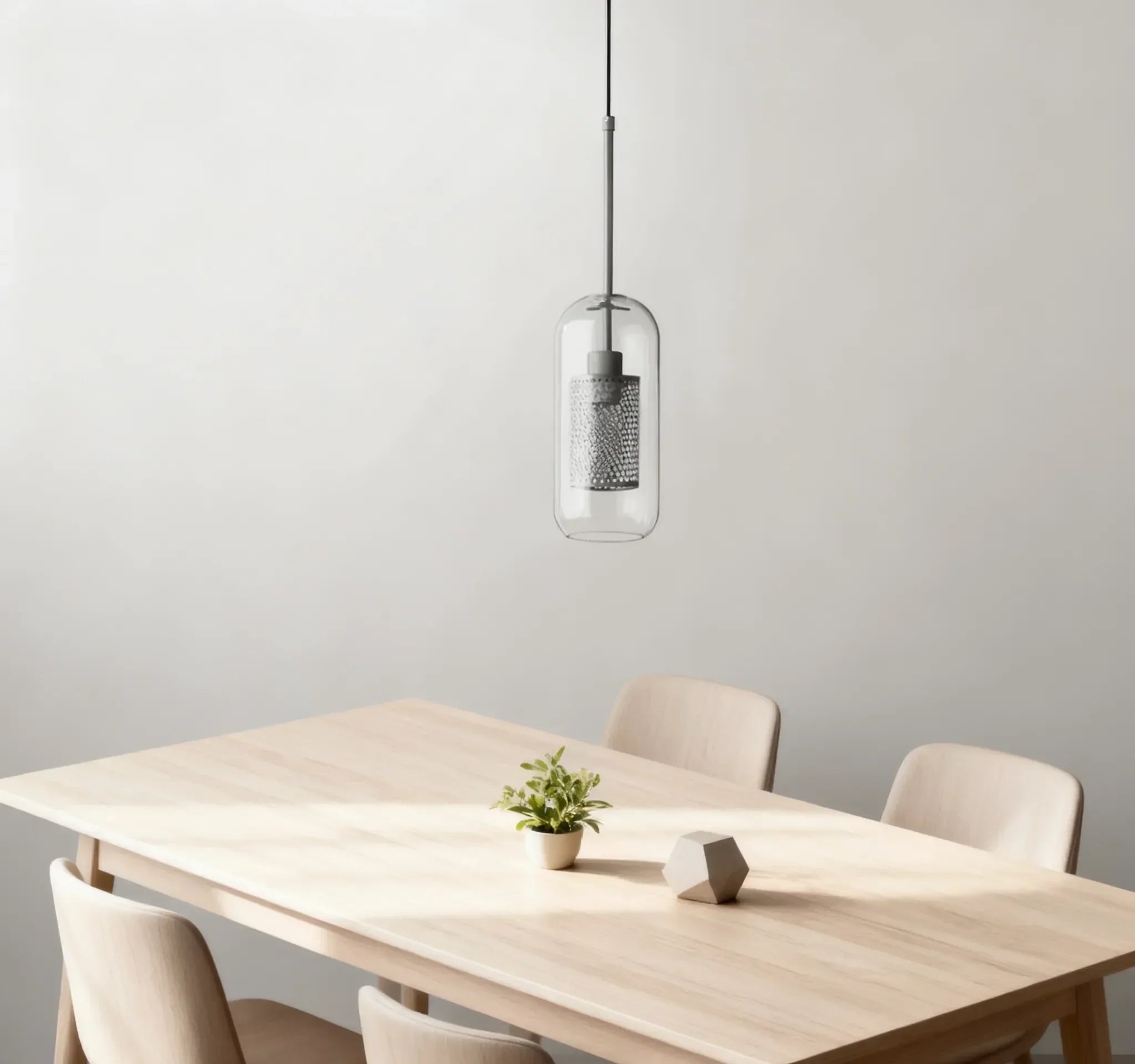 Lampadario a sospensione moderno in vetro trasparente per sala da pranzo