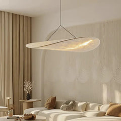 Lampadario a sospensione in tessuto tecnico stile wabi sabi bianco per sala da pranzo