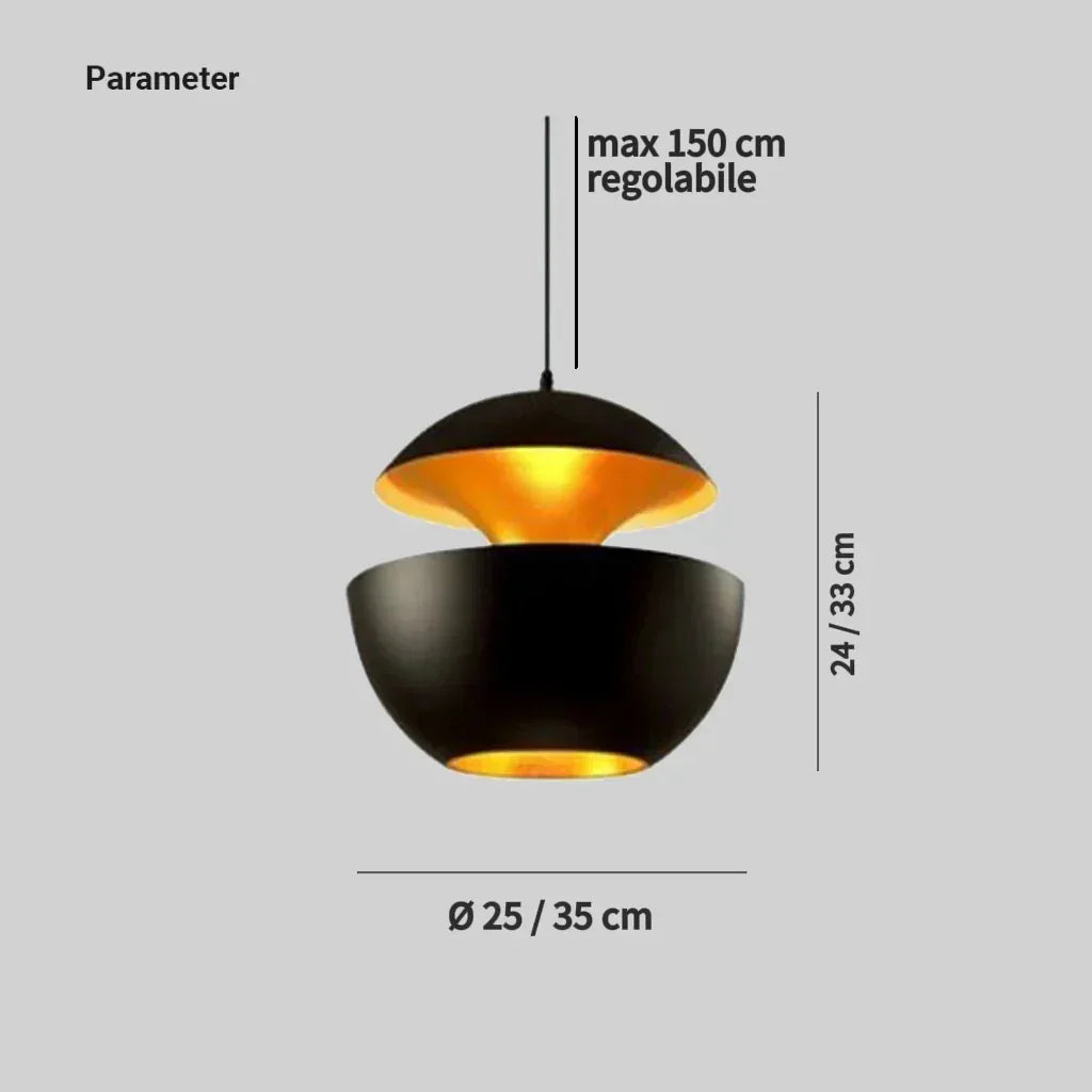 Lampadario a sospensione in metallo moderno a forma di fungo per sala pranzo