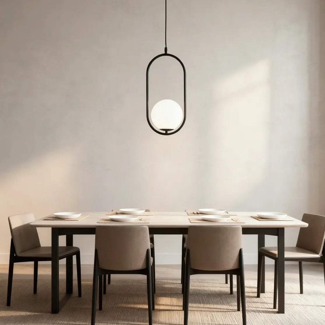 Lampadario con sfere in vetro LED design moderno altezza regolabile per sala pranzo