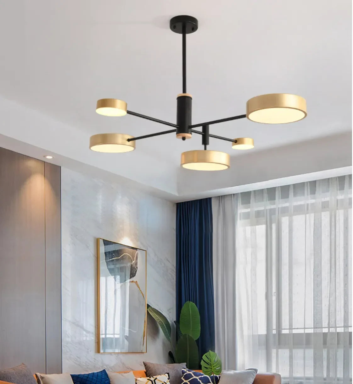 Lampadario a bracci in metallo nordico LED dimmerabili per soggiorno