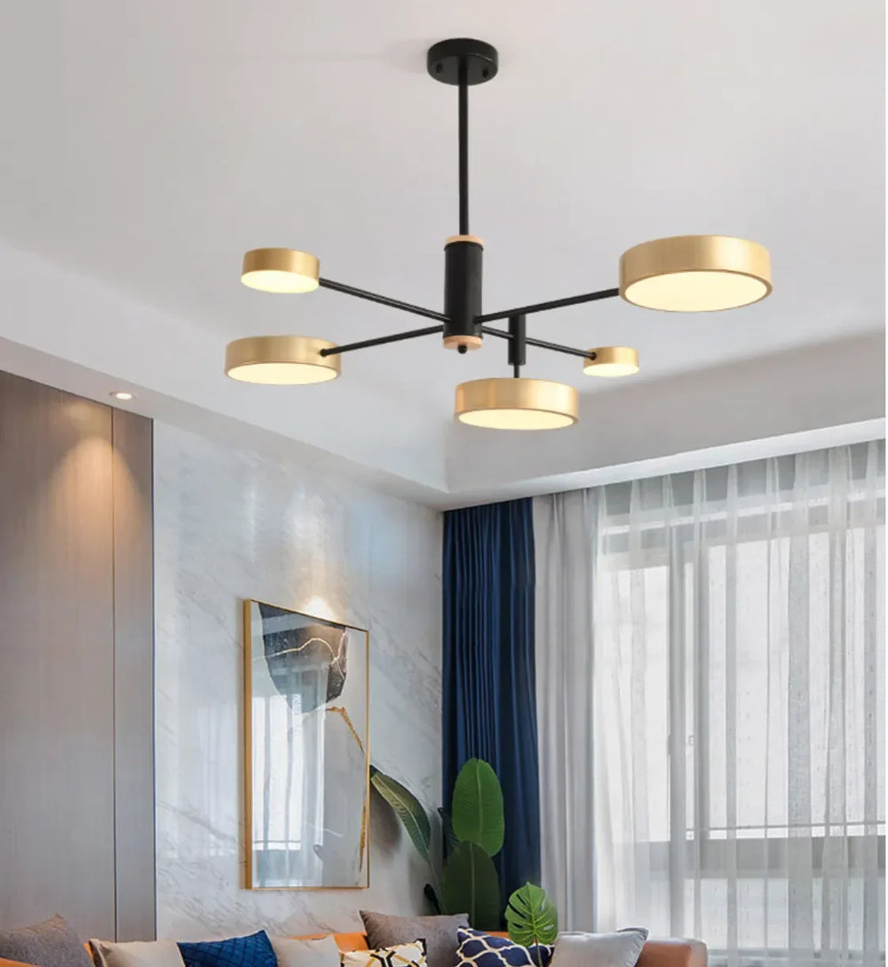 Lampadario a bracci in metallo nordico LED dimmerabili per soggiorno