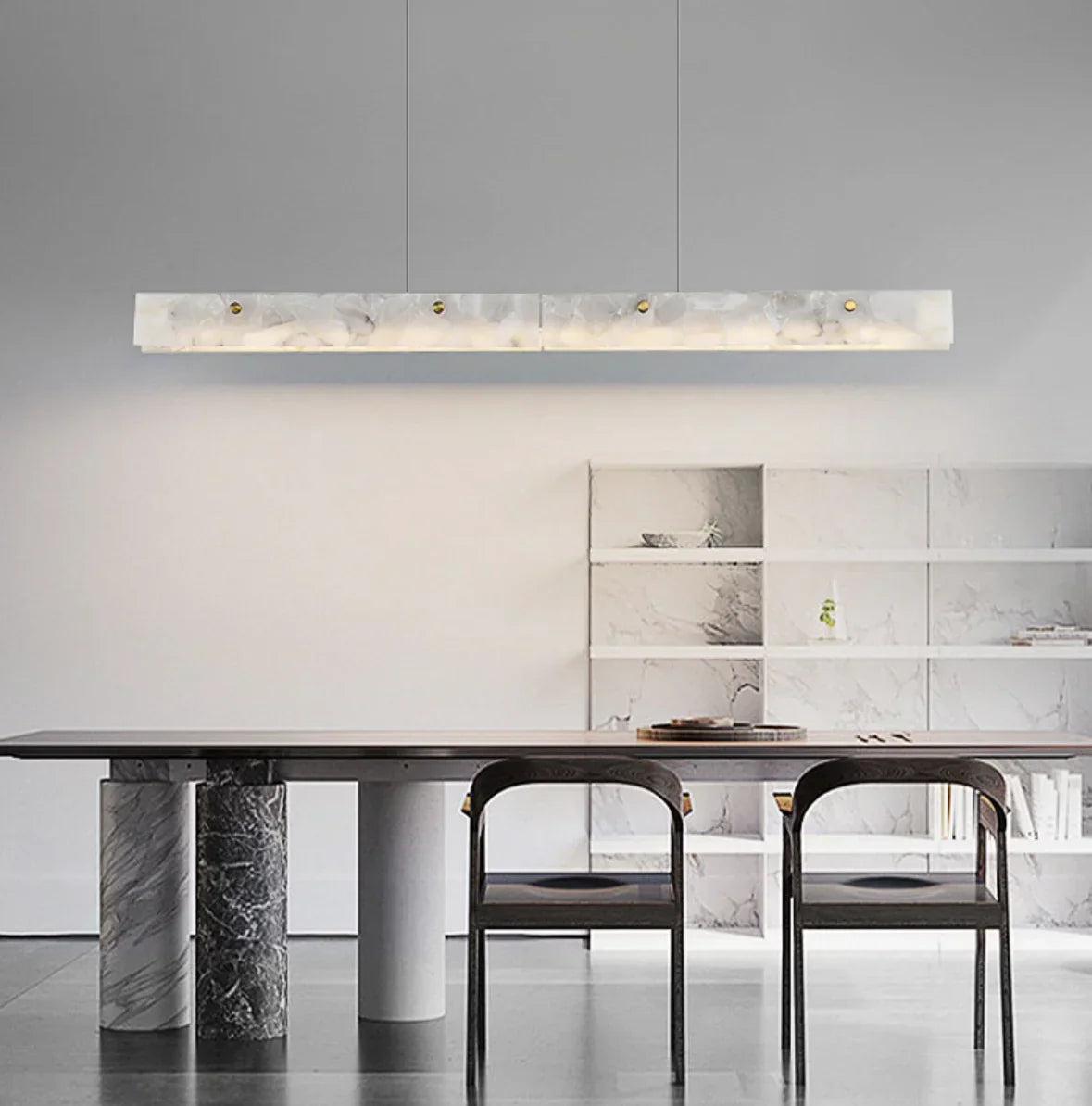 Lampadario in marmo lineare moderno LED dimmerabile per sala da pranzo