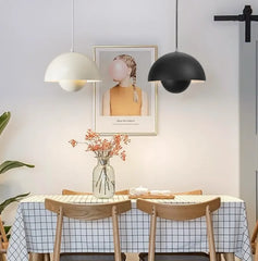 Lampadario a cupola in metallo a doppio guscio stile scandinavo per sala da pranzo