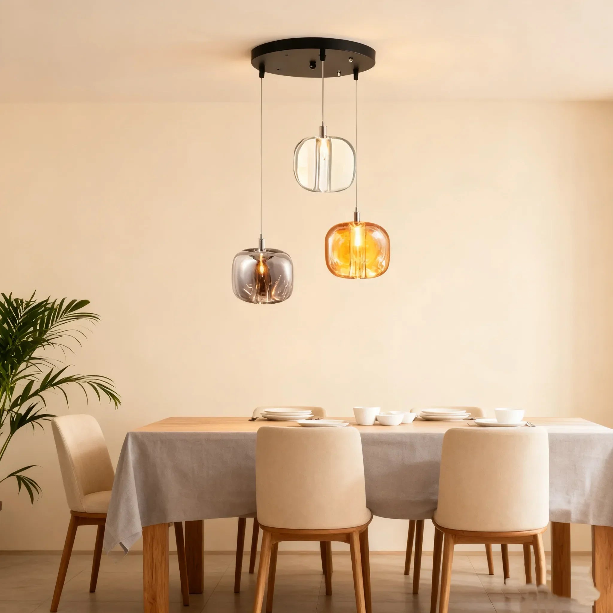 Lampadario a sospensione con sfere in cristallo moderno a LED per sala da pranzo