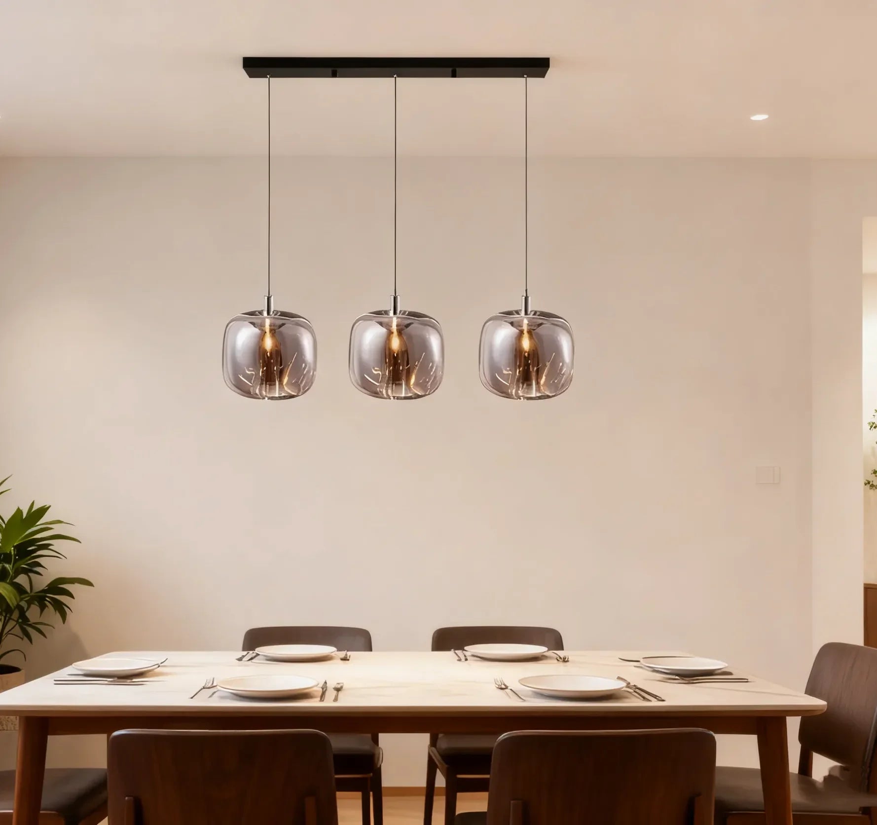 Lampadario a sospensione con sfere in cristallo moderno a LED per sala da pranzo