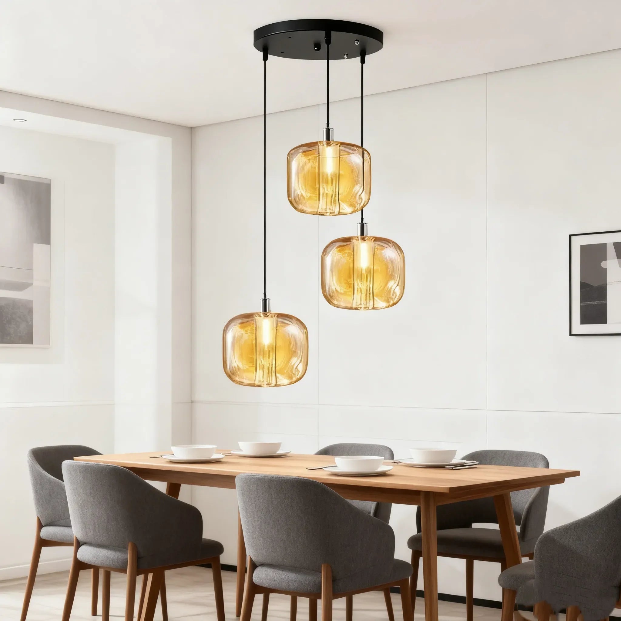 Lampadario a sospensione con sfere in cristallo moderno a LED per sala da pranzo