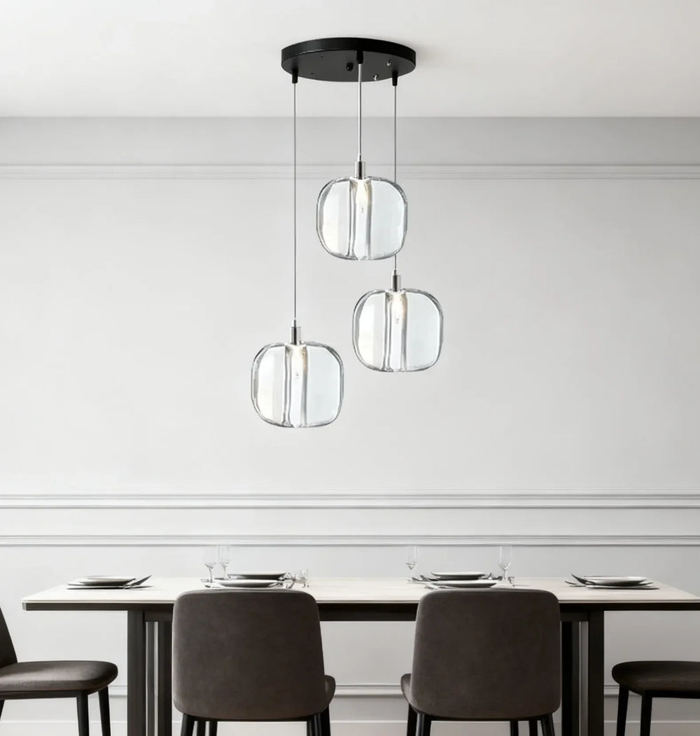 Lampadario a sospensione con sfere in cristallo moderno a LED per sala da pranzo