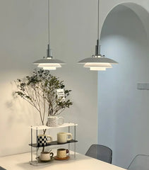 Lampadario a disco LED bianco stile danese per sala da pranzo Ø 38 cm