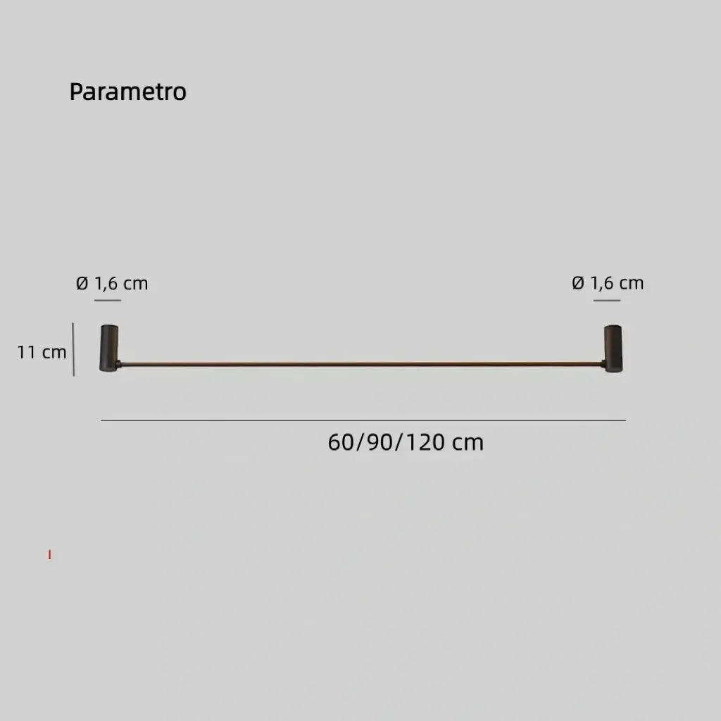 Plafoniera LED lineare da soffitto orientabile in metallo nero per soggiorno