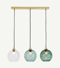 Lampadario in vetro colorato moderno a 3 sfere per sala da pranzo