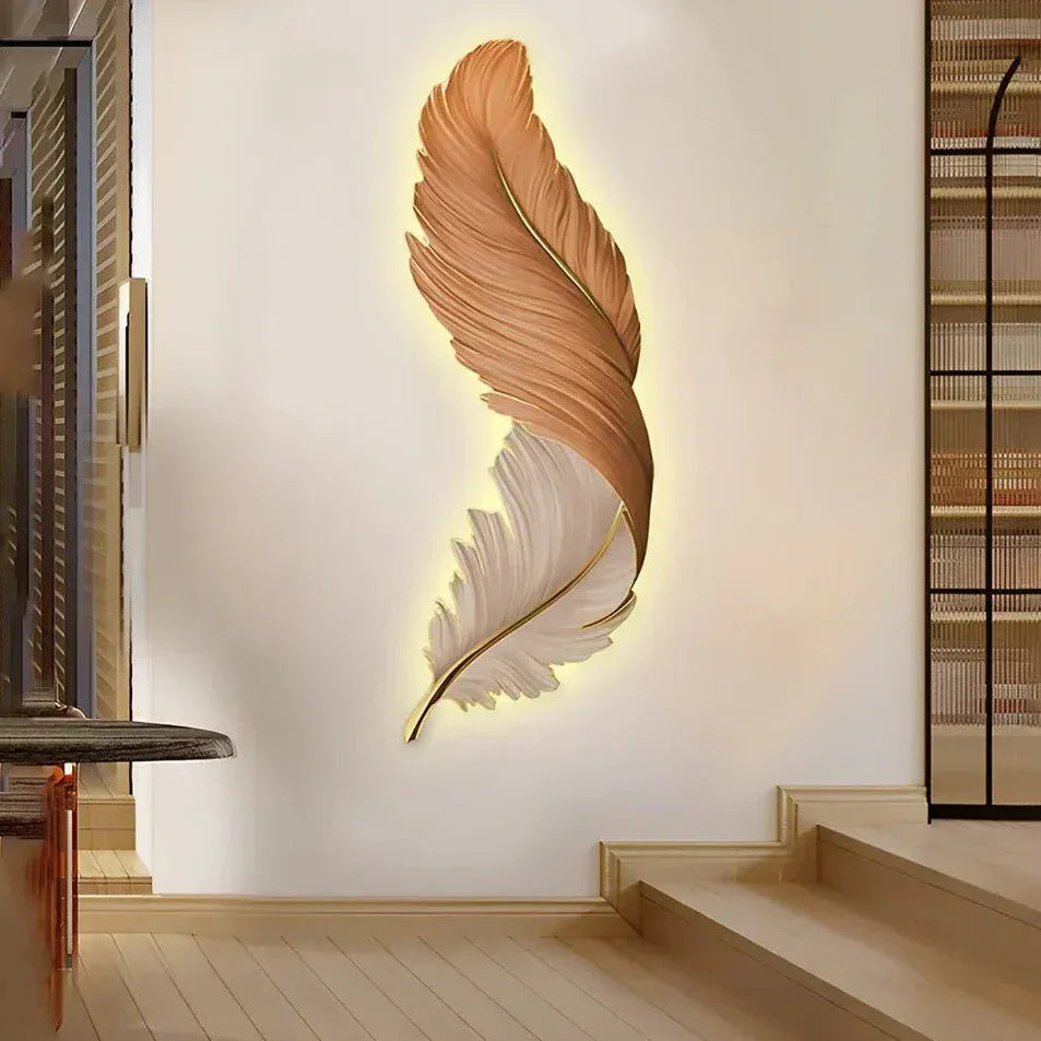 Applique decorativa a piuma dal design moderno con led e presa elettrica