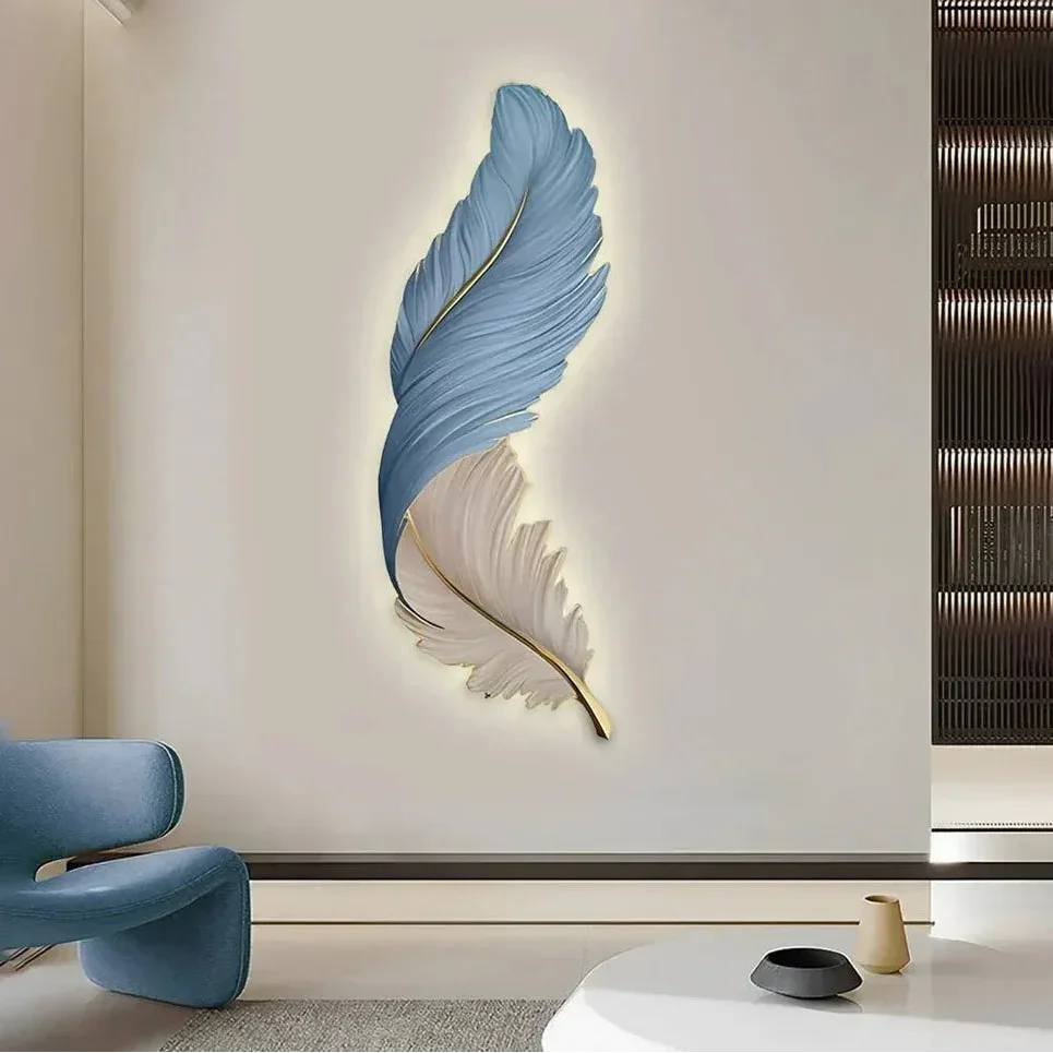 Applique decorativa a piuma dal design moderno con led e presa elettrica