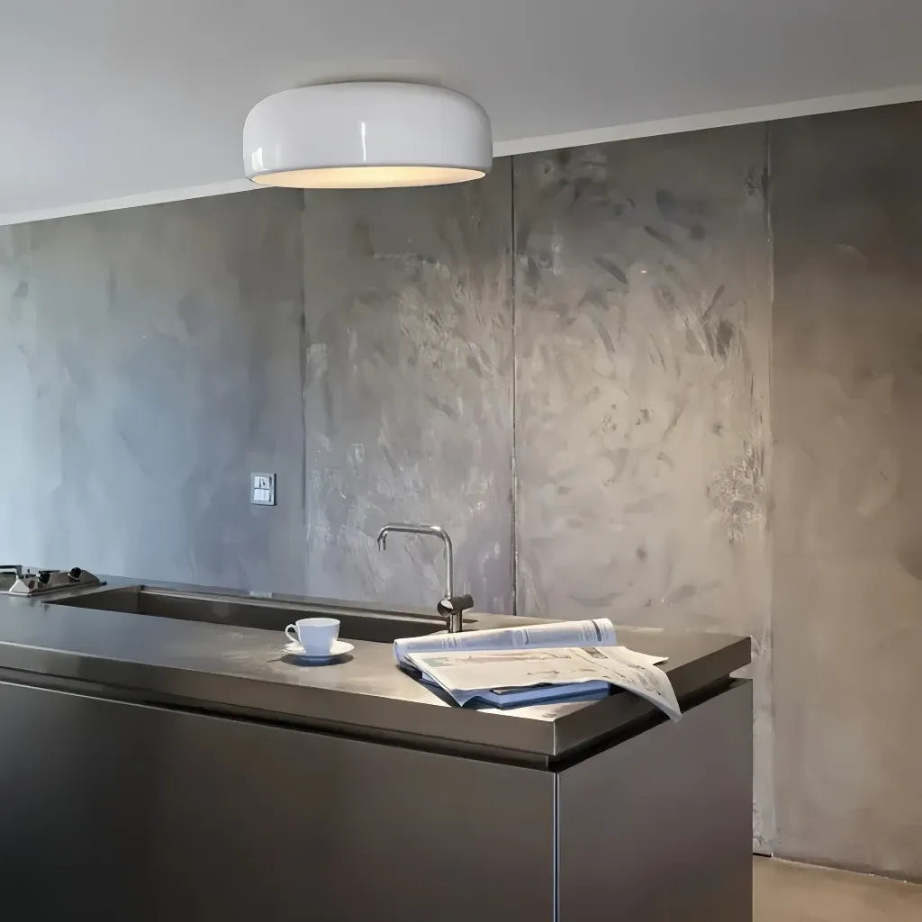 Plafoniera rotonda a LED dimmerabile in metallo stile scandinavo per cucina