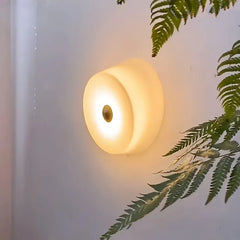 Applique rotonda LED dimmerabile in vetro stile nordico per camera da letto