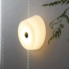 Applique rotonda LED dimmerabile in vetro stile nordico per camera da letto
