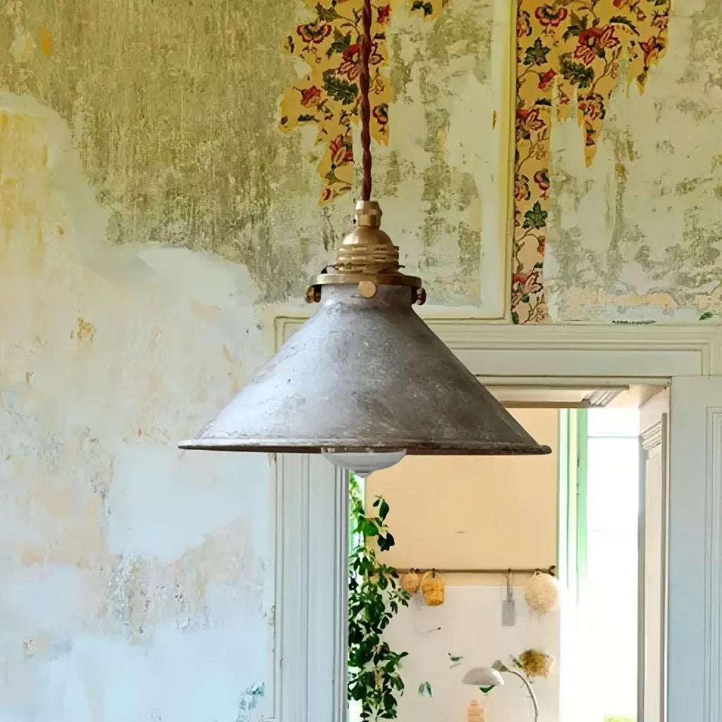 Lampadario a sospensione industriale vintage dimmerabile a cono in metallo per isola della cucina