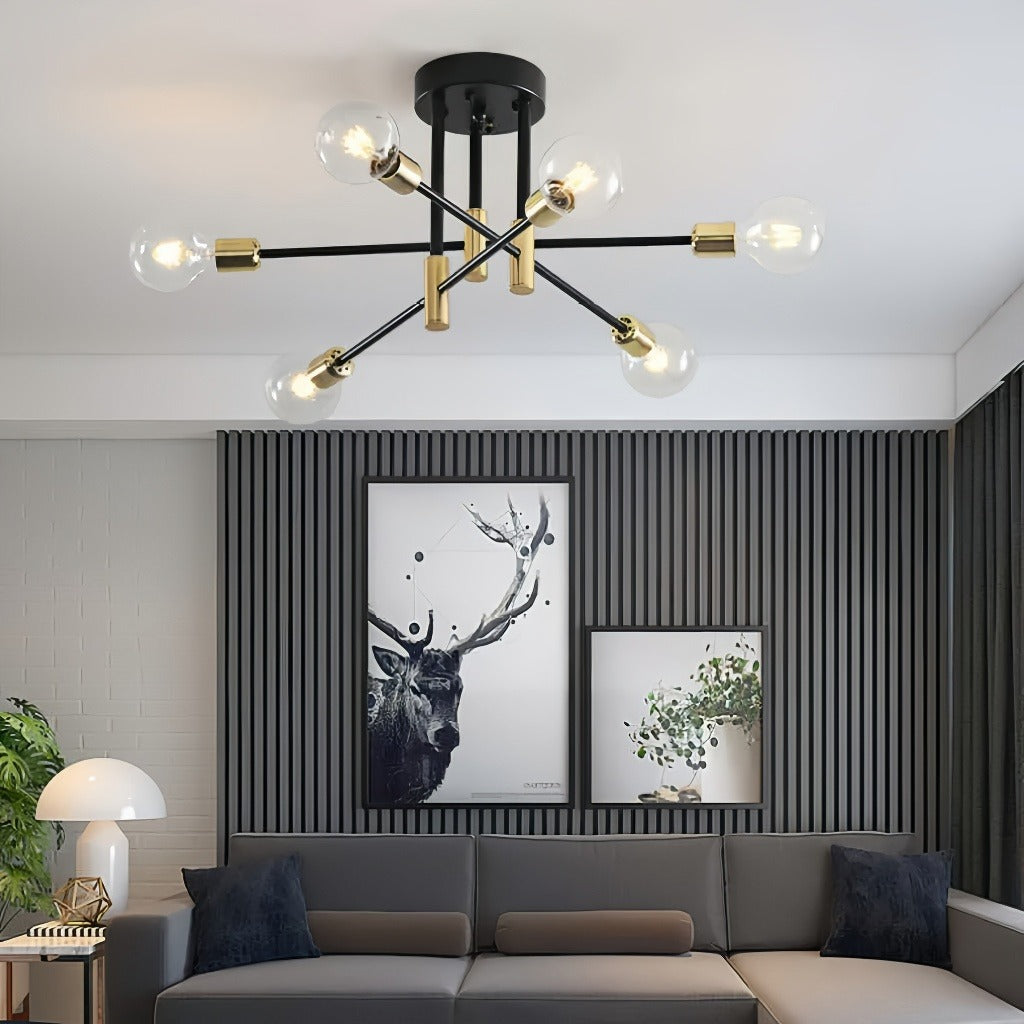 Plafoniera Sputnik orientabile LED dal design moderno per soggiorno
