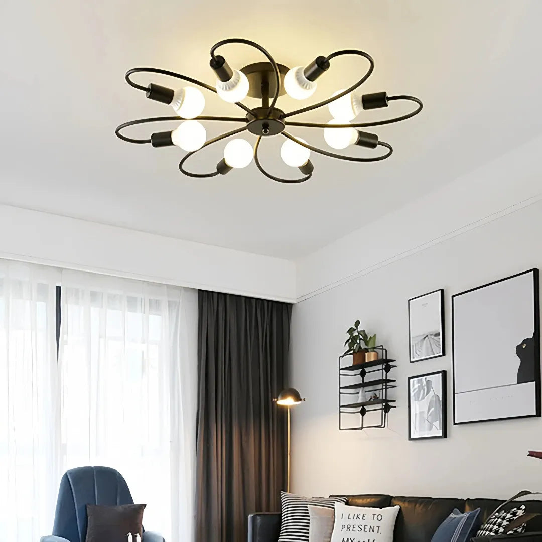Plafoniera moderna a bracci con design a petali dimmerabile per soggiorno