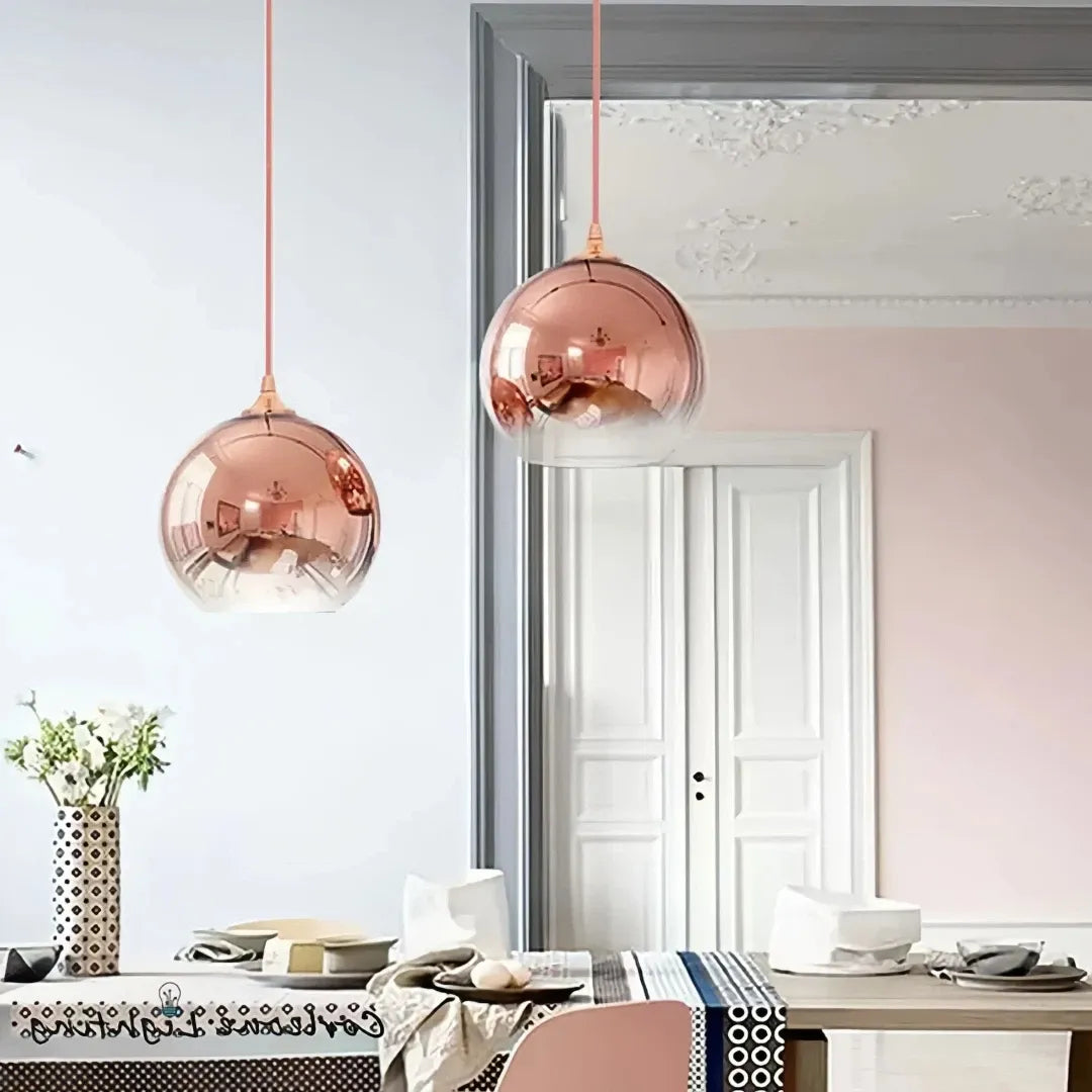Lampadario a sospensione moderno con sfera in vetro sfumato per sala da pranzo