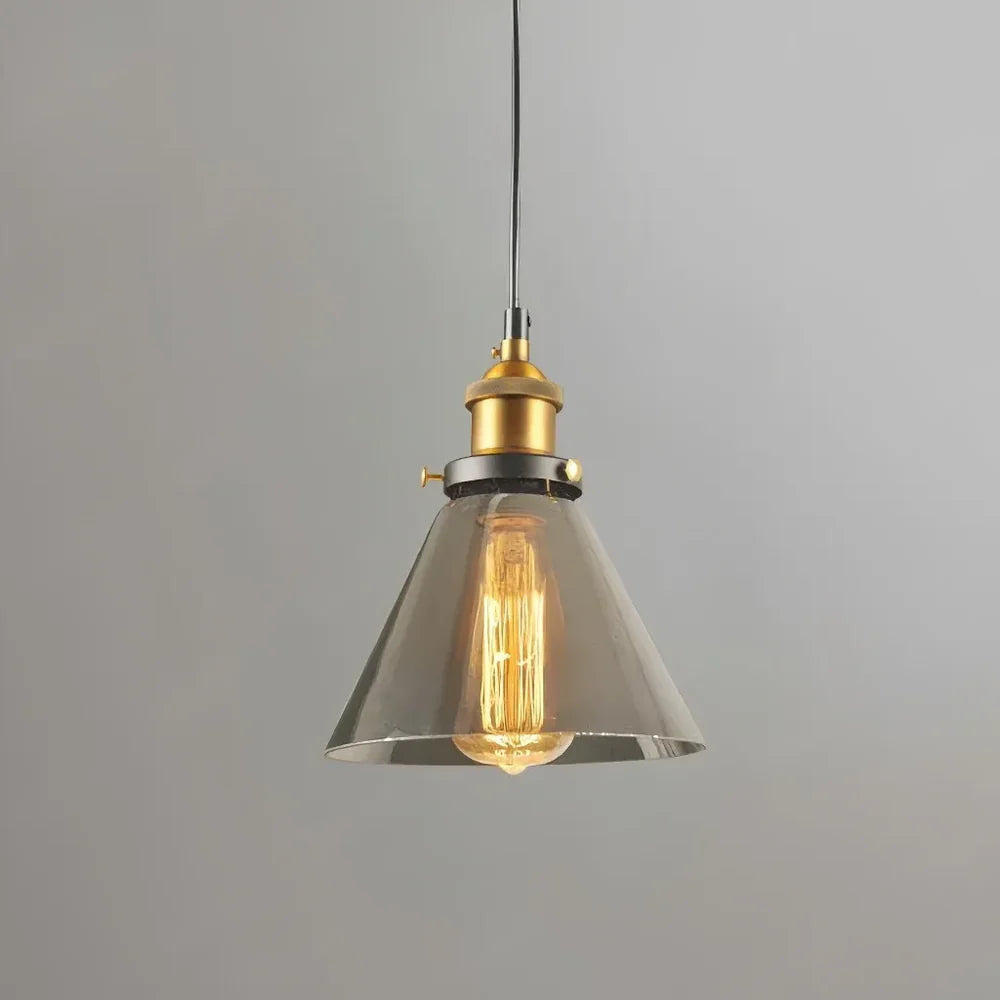 Lampadario a sospensione in vetro e ottone contemporaneo per sala da pranzo