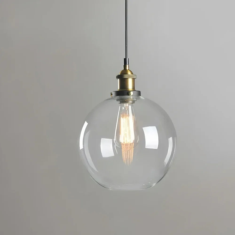 Lampadario a sospensione in vetro e ottone contemporaneo per sala da pranzo