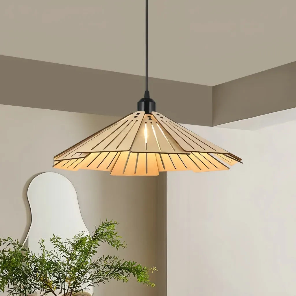 Lampada a sospensione stile nordico dimmerabile a petali effetto legno per sala pranzo