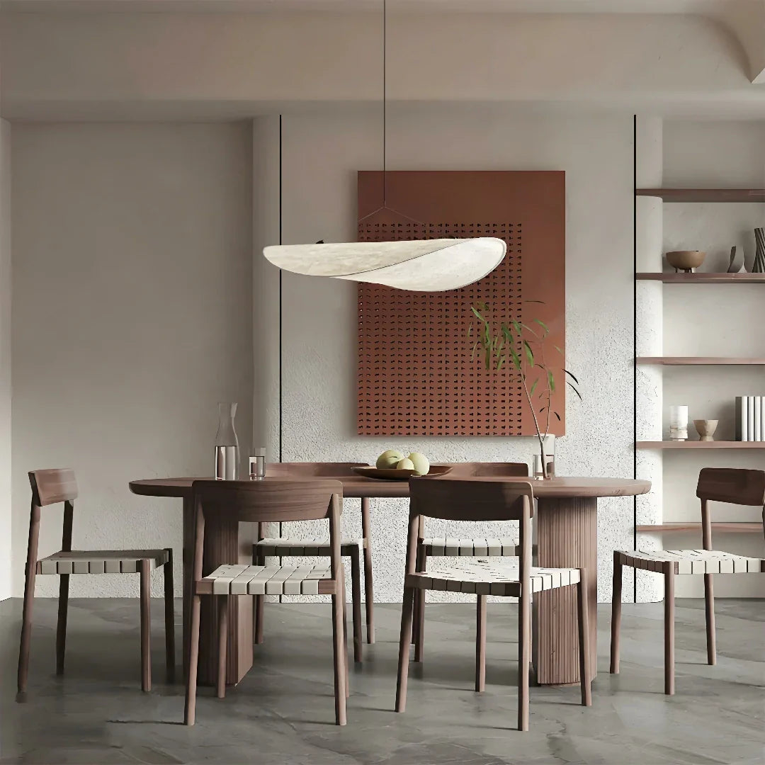 Lampadario in tessuto di seta bianca stile nordico per sala da pranzo