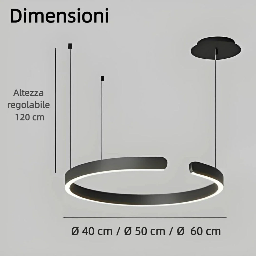 Lampadario ad anelli moderno LED dimmerabile per sala da pranzo